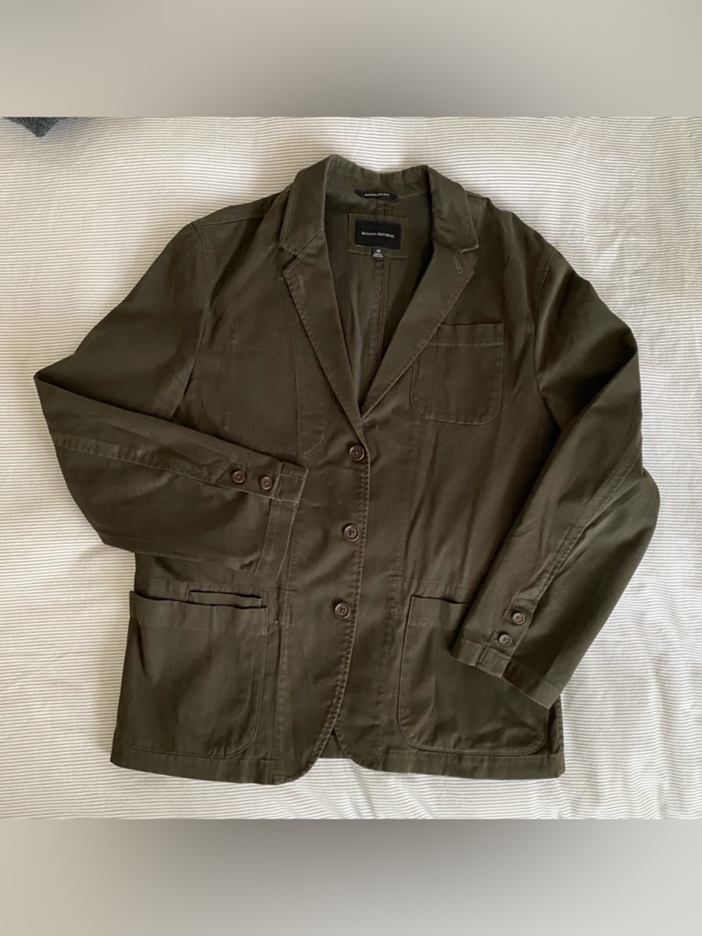 Banana Republic Olive Green Cotton Blazer Jacket Size 42 Men’s